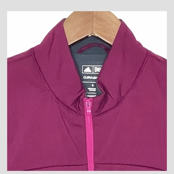 Adidas Clima Warm Down Fleece Lined Vest Zip Front Zip Pockets Wine Berry Pink - Picture 2 of 9